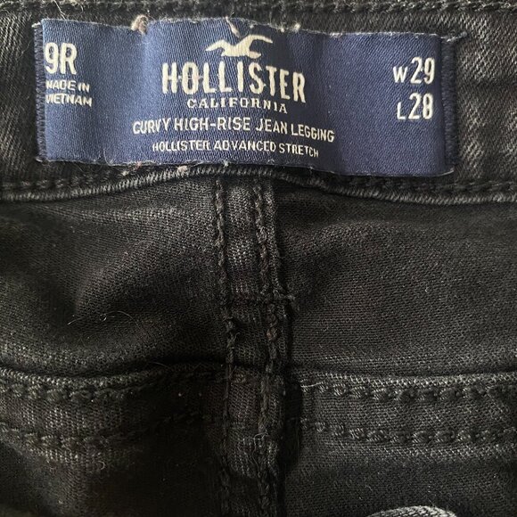 Hollister Curvy High Rise Black Distressed Jean Legging Size 9R - Picture 2 of 5